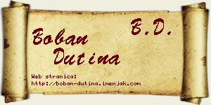 Boban Dutina vizit kartica